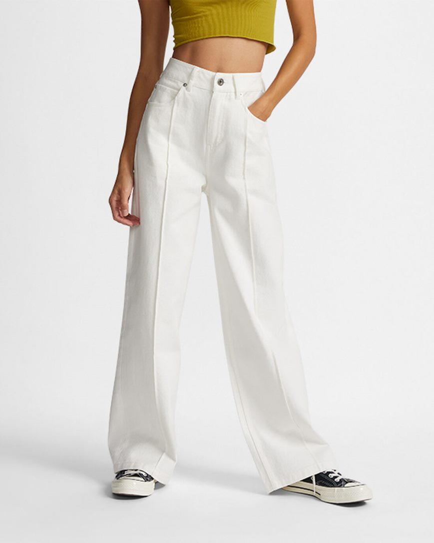 Women\'s Converse Wide Leg Twill Pants White | AU 83EC5G